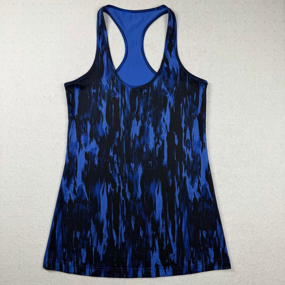 Lululemon Cool Racerback Tank Women’s Size 4 Blue Black Abstract Print Yoga